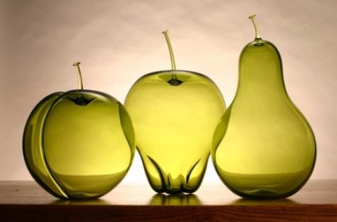 Monochromatic Fruit Set by Revo on Etsy - Blown glass fruit