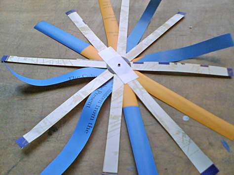 DIY: Upcycled Book Jacket Flower Bows - Affixing the base with tape