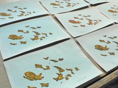 Crostini Designs: "Pieces of Angels" 2-color limited edition gocco print