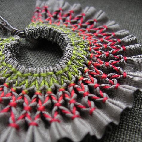 "apples and ashes" smocked silk necklace by tinctory on Etsy - http://tinctory.etsy.com